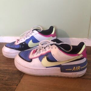 Nike Air Force 1 Low Shadow White Sapphire Barely Volt Womens Sz 7 Multi Color